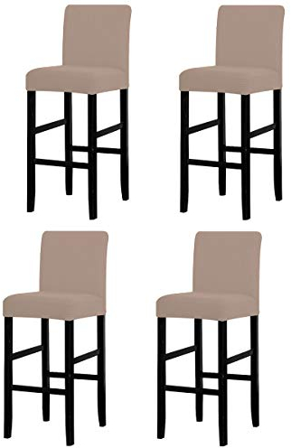 LANSHENG Bar Stuhlhussen, Stretch Abnehmbarer waschbarer Stuhl Schonbezug für Short Swivel Dining Chair Rückenlehne Barhocker Stuhl (Sand,4 Stück)