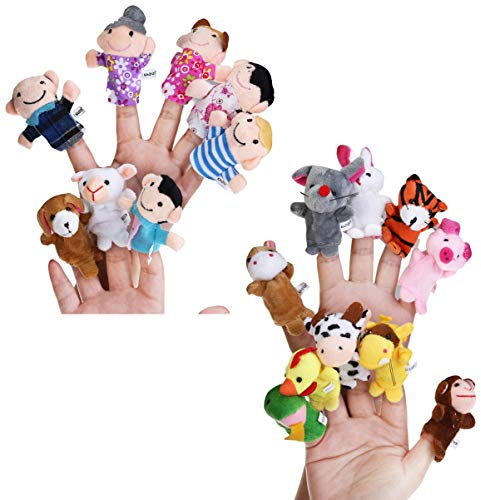 TOYANDONA 18pcs Educational Finger Puppets Animal Family Members for Storytelling and Playhouse Fun Soft Cloth Puppets for Learning and Imaginative Play