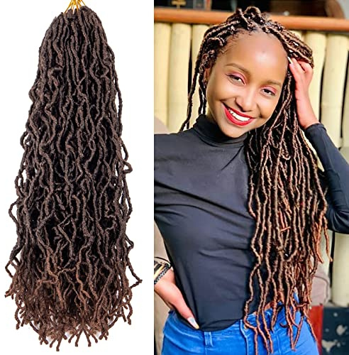 Nu faux Locs 24 Inch Crochet Hair New Soft Locs 6 Packs/Lot Curly Wavy Pre-Looped Faux Locs Goddess Synthetic Fiber Hair Extensions (24 Inch, T30#)
