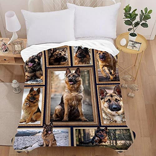 Treer Kuscheldecke Flanell Decke Überwurf - 3D Hund Druck Wohndecke Weiche Mikrofaser Fleecedecke als Sofadecke, Couchdecke, Sofaüberwurf, Bettüberwurf, Tagesdecke (130X100cm,Deutscher Schäferhund)