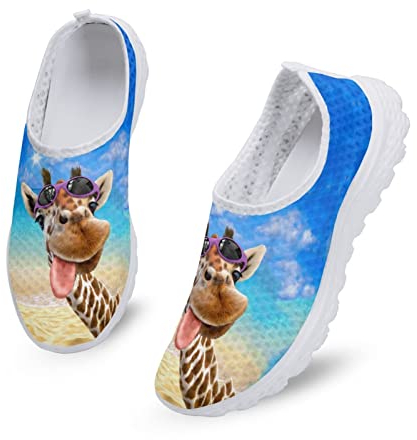 Dolyues Neuheit Animal Giraffe Print Damen Casual Slip On Sneakers Bequeme Sport Outdoor Gym Sportschuhe