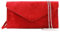 Le11 Genuine Italian Suede Leather Envelope Clutch Bags Party Wedding Purse Handbag Cross Body Bag (Red)