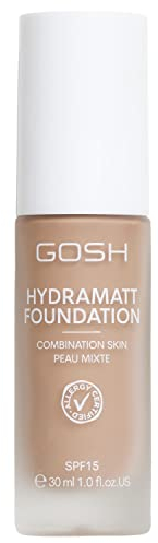 GOSH Foundation mit LSF 15 für helle & dunkle Haut, vegan I Mattierendes Make-up für trockene, sensible & ölige Haut I wisch- und schweißfest, ölfrei I Deckkraft regulierbar, kein Maskeneffekt I 012N
