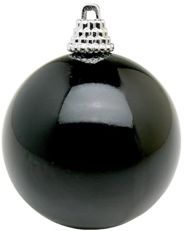Glänzende, schwarze Weihnachtskugeln aus Kunststoff, 8 cm Ø - 12 Stück