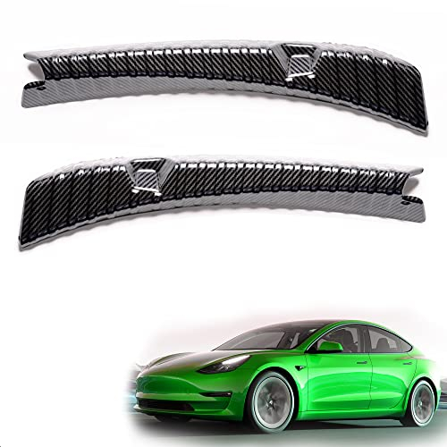 Shop4EV Schutzblende Kofferraum Ladekante Ladekantenschutz Zubehör Edelstahl Set 2-Teilig Kofferraum Schutz Stoßstangenschutz Kompatibel mit Tesla Model 3 (Carbon)