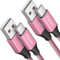 etguuds Pink USB C Charger Cable [2Pack 2M], USB to USB-C Cable 3A Fast Charging Type C Phone Lead Braided for iPhone 15 Pro, Samsung Galaxy S23 S22 S21 S20 S10 A15 A50 A55, Xiaomi, LG