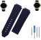 MMBAY Big Bang Ersatz-Uhrenarmband aus Gummi, 25 mm, passend für Hublot, 19 mm x 25 mm x 22 mm, Big Bang Uhrenarmband (ohne Metallschnalle), für Damen und Herren, Blau gestreift