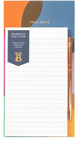 Busy B Magnetic Pad & Pen in Spot with 70 Tear-off Sheets, Magnetic Pad and Pen and Lined Lists