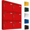 AL Briefkastensysteme Basic 6er Briefkasten RAL 3000 Feuer Rot 6 Fächer DIN A4 wetterfest Briefkastenanlage mit Posthaltebügel und 2 Namensschildern