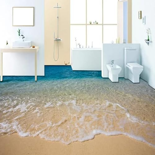 Benutzerdefinierte Bodenbelag Wandbild Tapete 3D Stereoskopische Strand Boden Aufkleber PVC Wasserdichte Selbstklebende Rutschfeste Tapete Wohnkultur,250cmX175cm