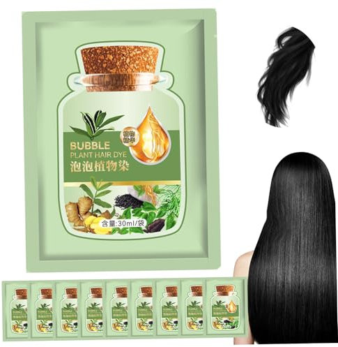 Natürliches Pflanzenhaarfarbstoff 10pcs langlebig erfrischend 30 ml Blasen Haarfarbe Blasenpflanze milde Fürsorge schnell färben, natürliches Schwarz