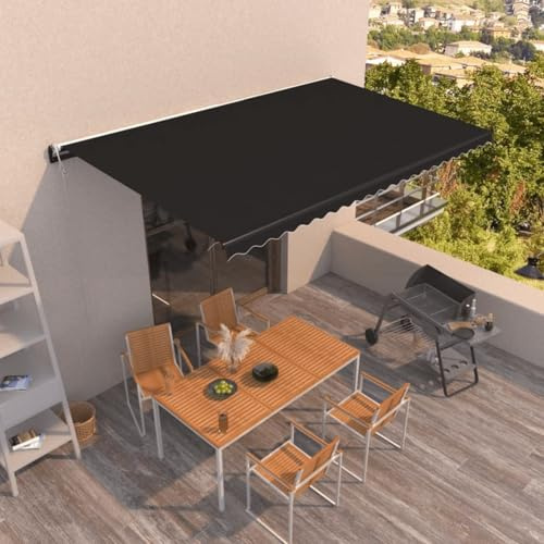 Festnight Elektrische Markise 500x350 cm Gelenkarmmarkise 350 Breit Automatisch Gelenkmarkise mit Handkurbel Kassettenmarkise Elektrisch Sonnenmarkise Terrasse Terassenmarkise Außen