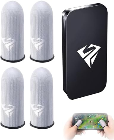 HUVZOR 2 pares Fundas para Dedos Gaming con Caja Metálica, para Juegos Móviles Manga del Pulgar de Pantalla Táctil Dedales Profesionales para Juegos Dedales Resistentes Al Sudor Transpirables