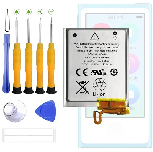 BOVDRO Compatible con iPod Nano 7 batería de repuesto, batería 616-0640 compatible con Nano 5th Incluye herramienta de reparación