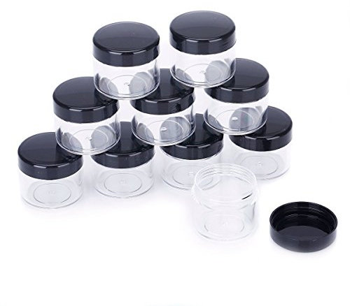HugeStore Lot de 10 boîtes vides de 20 g en plastique transparent avec couvercles à visser Pour cosmétiques noir