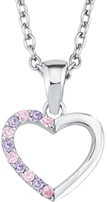 Prinzessin Lillifee Kinder-Kette Mädchen mit Anhänger Herz 925 Silber Zirkonia rosa lila längenverstellbar