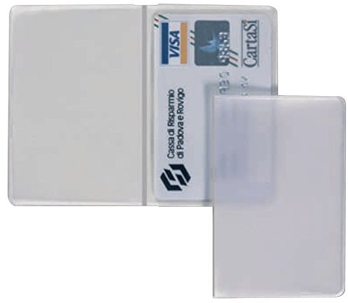 N° 20 pezzi porta patente - carte di credito - bancomat tessera sanitaria ecc doppi trasparente in pvc 8,5 x 5,5 cm