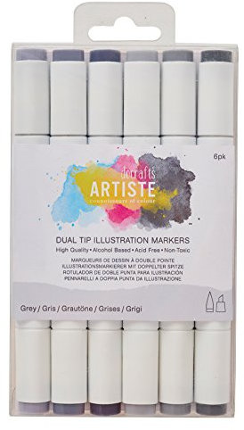 docrafts Dual Tip Illustration Markers, Grey, 9.2 x 1.7 x 15 cm