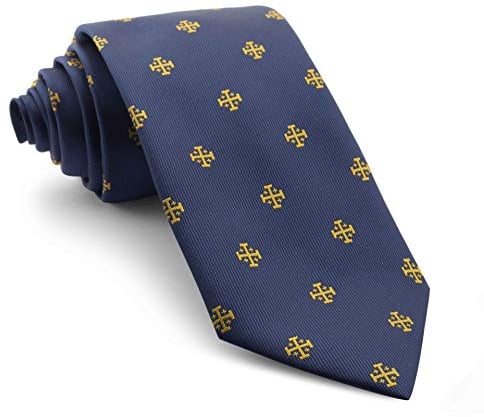 Cencibel Smart Casual Krawatte Kreuz von Jerusalem oder des Heiligen Grabes, Marine, golden, One size