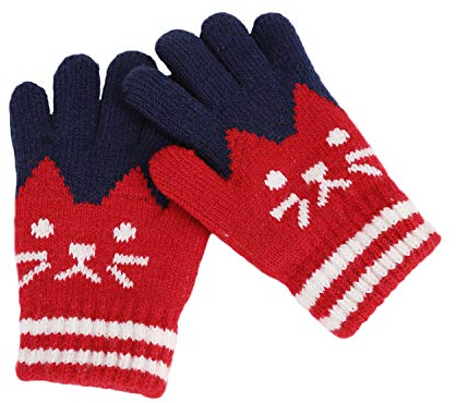 Kinder Fingerhandschuhe Winter Warm Handschuhe Fäustlinge Kinder Strickhandschuhe Süß Gloves Skihandschuhe, 3-8 Jahre alt, Mädchen Vollfinger Handschuhe