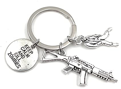 Onwomania - Kill Zombies Gamer Schlüsselanhänger - Metall Glücksbringer ideal als Geschenk z.B. für den besten Freund, die beste Freundin, Mama - Für Männer, Frauen & Kinder