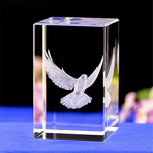 Lucky House Kristallglas Kubikadler Fisch Stadt Papier 3D Laser Skulptur Statue Feng Shui Souvenir Handwerk Geschenk (Taube)