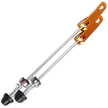 ABSOAR Fahrradspieße Schnellspanner Radnabe vorne und hinten Clip Bolzenhebel 145/180mm für Rennrad, Mountainbike, MTB, BMX, Paar, Unisex, Gold