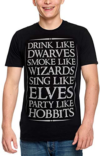 Elbenwald Mittelerde Party Herren T-Shirt für Herr der Ringe Fans Baumwolle schwarz