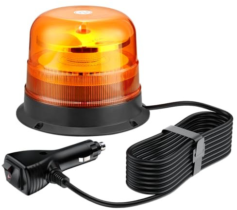 PROZOR Luz Emergencia Coche Homologado 48 LED Rotativo Led con Base Magnética,10 Modos de Flash Luces Estroboscópicas Impermeable IP67 con Interruptores Dobles y Cable de 5 m para Vehículo 12/24 V