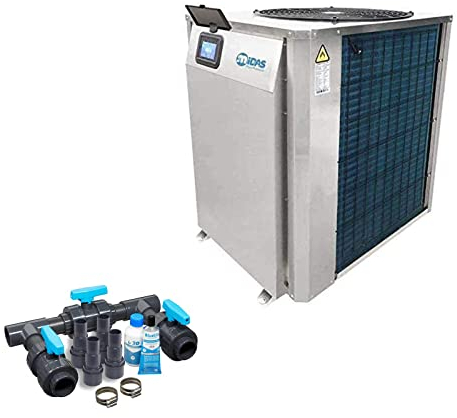 well2wellness Full-Inverter Wärmepumpe Mida.Maxx 25- Poolheizung mit Einer Heizkapazität bis 24,3 kW Plus Bypass Set Basic + Abdeckung