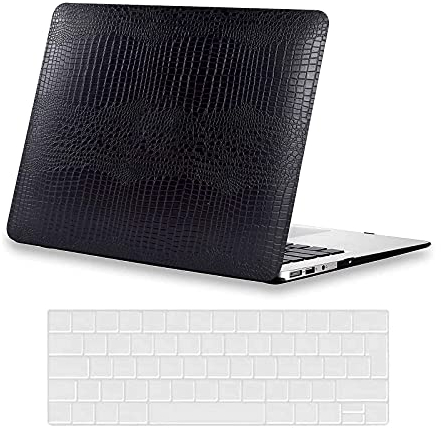 AUSMIX Hülle Case Kompatibel mit MacBook Pro 13 Zoll 2024 2023 2022 2021-2016 M2 M1 A2338 A2289 A2251 A2159 A1989 A1706 A1708 mit/ohne Touch Bar,Premium Leder Kunststoff Hard Case, Schwarz