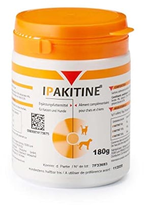 Vetoquinol Ipakitine Pulver | 180 g | Ergänzungsfuttermittel für Hunde und Katzen | Zur Unterstützung der normalen Nierenfunktion