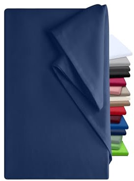 npluseins Bettlaken 150x250cm – Leintuch ohne Gummizug – Tuch ist ideal für Terrasse Reisen Camping und Tischtuch - Wohnmobil Laken - Betttuch ohne Gummizug – 100% Baumwolle, ca. 150 x 250 cm, Navy