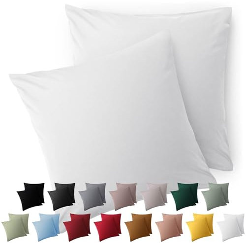 Blumtal Kissenbezug 60 x 60, 2 Stück - Oeko-TEX zert. Kissenbezüge 100% Mikrofaser in extra weich & waschmaschinenfest - Bezug Kissen 60x60 Weiß