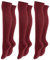 Paolo Renzo Damen Overknee mit Zopfmuster & Anti-Rutsch-Bund 3 Paar - Stiefel Kniestrümpfe mit Umschlag - Overknee Strümpfe - Größe 36/41 - Bordeaux-Rot