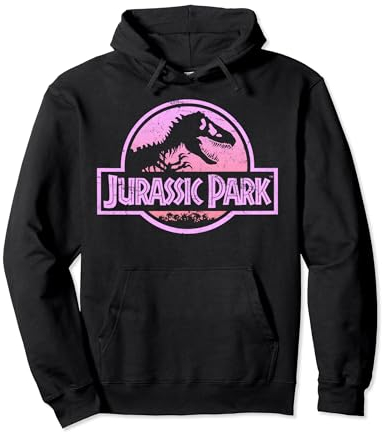 Jurassic Park Retro Neon Pink Logo Pullover Hoodie