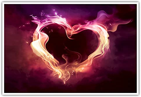 CanvasArts Feuer Herz rot - Poster (60 x 40 cm, Poster)