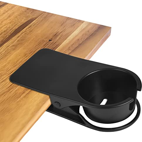Trinkbecherhalter Clip Kreativen Büro Becherhalters Getränkehalter Clip Schreibtisch Stuhl Kanten Cupholder Tasse Untertasse Clip Design für Wasser,Getränke,Limo,Kaffeetasse für Zuhause,Büro (BLACK)