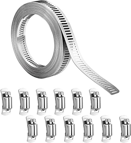 Lechansen 5M Edelstahl Schlauchschellen Set – Verstellbare Schlauchklemmen mit 12 Schraube Schellen, Rostfrei 304 für Wasserrohr, Gasleitung, Automobil, Kühler, Haus, Tank