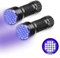 CAM2 Taschenlampe, 2 Stück Mini UV Schwarzlicht Taschenlampe mit 21 LEDs Licht, Ultraviolettes Licht mit 395nm für Geocaching, Heimtierurindetektoren(Ohne Batterie)