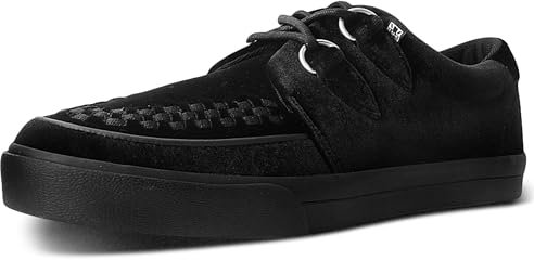 T.U.K. Vegan Creeper Sneaker - Chaussures pour Hommes et Femmes - Couleur Black Velvet - Chaussures à Lacets en Cuir et Daim de Style Puck, Goth et Rocker - Taille 40