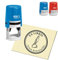 Ex Libris Stempel personalisiert rund Exlibris - Schreibfeder mit Tintenfass - 40mm COLOP Automatikstempel als Namensstempel Bürostempel