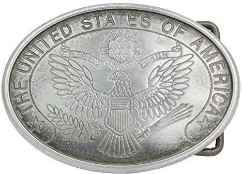 BELTINGER Gürtelschnalle United States of America 4,0 cm | Buckle Wechselschließe Gürtelschließe 40mm Massiv | für Reit-Outfit | Altsilber