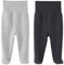 HahaNice Babyhose mit Fuß Baby Hose Jungen Mädchen Leggings Kleidung 0-3 Monate Dunkel- und Hellgrau, 2er-Packung