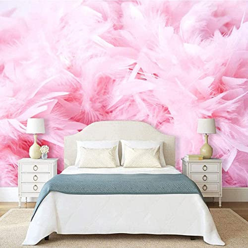 Sticker Mural 3D Personnalisé, Belle Plume Rose Papier Peint Mural, Respectueux De L'Environnement Résistant Aux Taches Salon Bureau Hôtel Restaurant Peintures Murales Décoration M 250 x 175 cm (LxH)