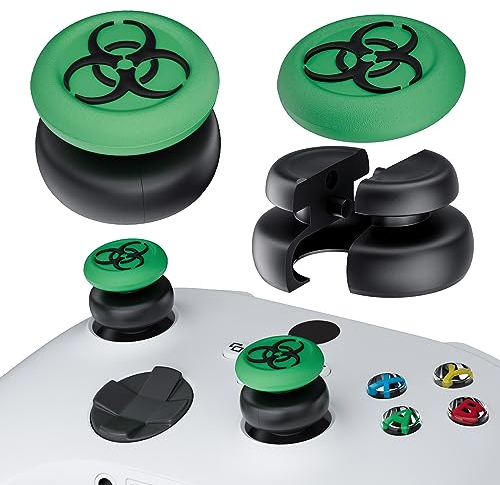 PlayRealm Daumenstick-Verlängerung und Silikon-Griffabdeckung, 2 Sets für Xbox Series X/S & Xbox One S/X Controller (BH Green)