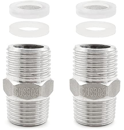 GOIYZTTR 2 Paquetes Conector Doble de Acero Inoxidable Doble Pezón Hexagonal Conectores Rosca per Adaptadores de Conector de Manguera de Ducha
