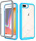 for iPhone 8 Plus / 7Plus / 6S Plus / 6 Plus Case with Built-in Screen Protector, 360 Full Body Protective Cover Heavy Duty Anti-Scratch Shockproof Slim Silicone Bumper Clear Phone Case, Light Blue