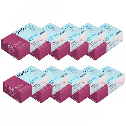 100 Guantes Nitrilo Desechables Talla M (Caja con 100 uds), Guantes Nitrilo Azul, (LATEX FREE) Certificados CE conforme a la norma EN455 guantes de alimentos (Talla M, Azul)