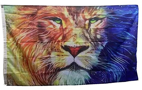 Stormflag - Bandera de león (90 x 150 cm, poliéster de 90 g, con ojales y doble costura)